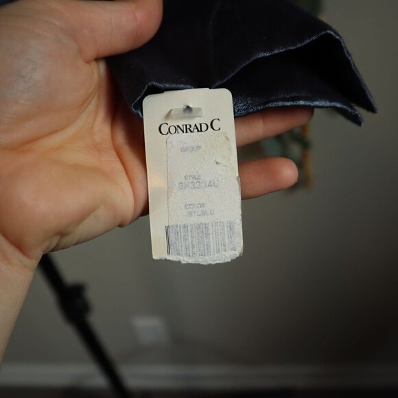 NWT Vintage Conrad C Collections Satin Blue Wrap Blouse Size 8 - Picture 6 of 10
